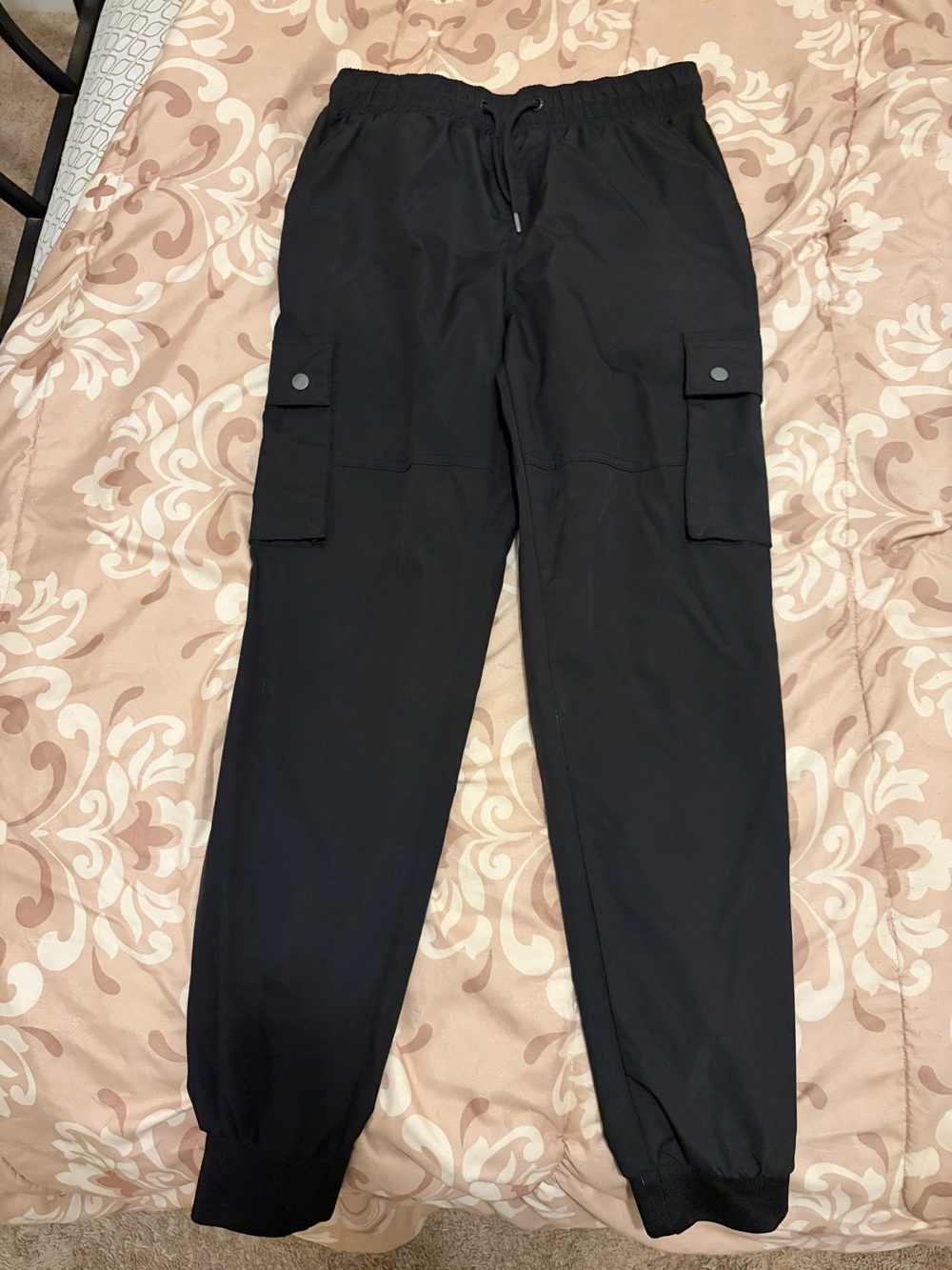 South Pole Black Cargo Joggers with Drawstring Waist